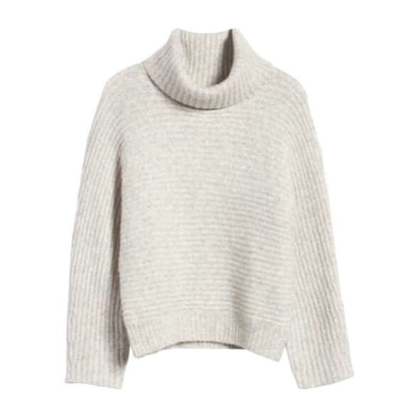 New Nordstrom Leith Alpaca Wool Sweater Dolman Turtleneck Pullover In Grey - Picture 1 of 9